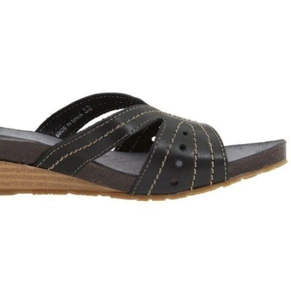 Cordani Black Slip On Slides Sandal Size 37 US 7 Leather Summer New - Picture 7 of 8